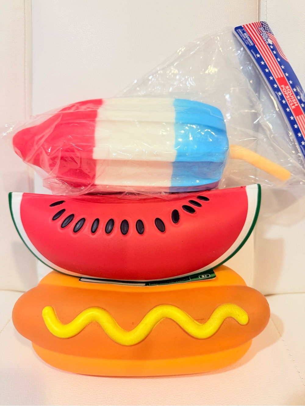 Summer Food Squishy Trio — JUMBO Popsicle, Watermelon & Hot Dog